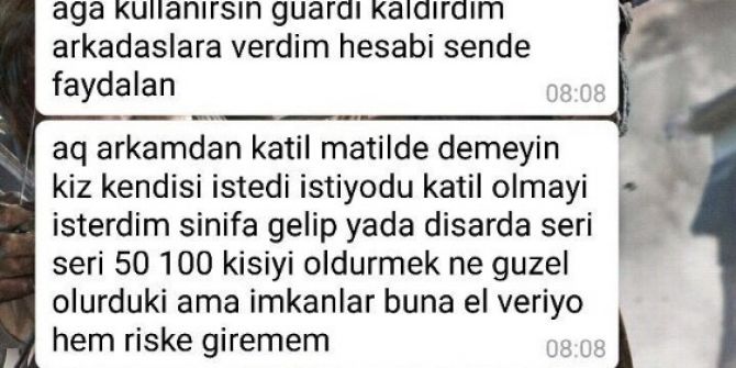 Lisedeki Katilden Şok Yazışmalar: "50-100 Kişiyi Öldürmek Ne Güzel Olurdu"