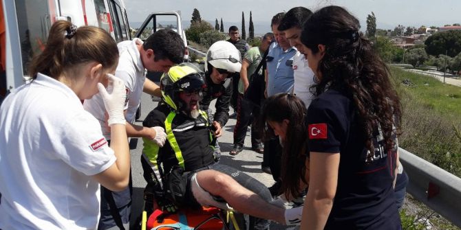 Söke’de Motosiklet Kazası Ucuz Atlatıldı