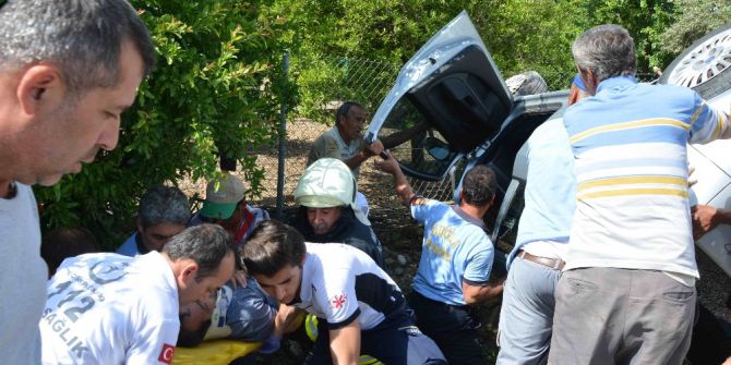 Ortaca’da Takla Atan Otomobilin Sürücüsü Yaralandı