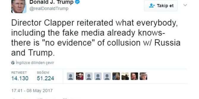 Abd Başkanı Trump: "Rusya-trump İşbirliği Tamamen Yalan"