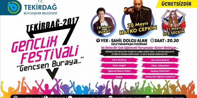 Tekirdağ’da Gençlik Festivali Düzenlenecek