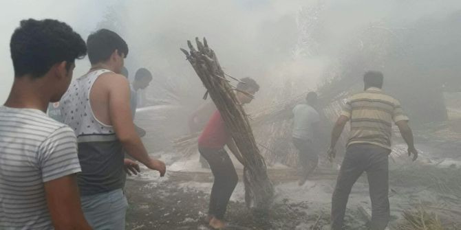 Söke’de Elektrik Tellerine Takılan Uçurtma Yangın Paniği Yaşattı