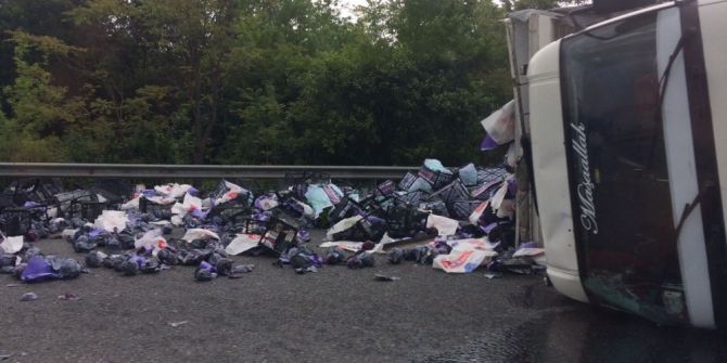 Tem’de Sebze Yükle Kamyon Devrildi