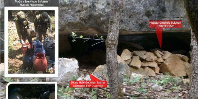 Üç Odalı Mağarada 260 Kilogram Yiyecek İle 1 Adet Eyp Ele Geçirildi