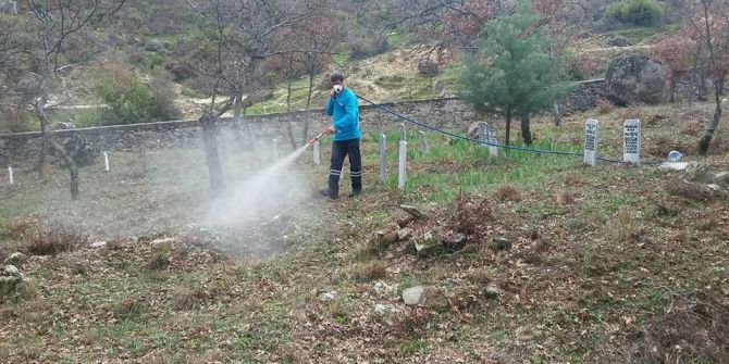 Gördes’in Mezarlıkları İlaçlanıyor