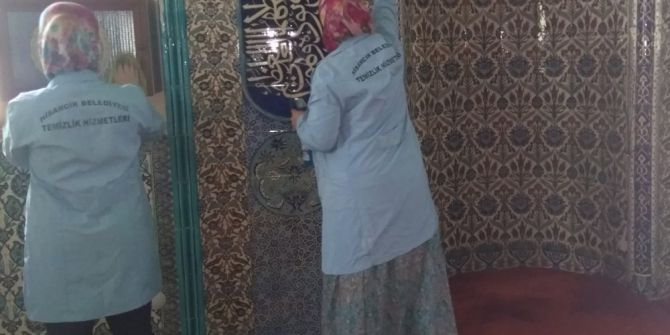 Hisarcık’taki Camilerde Ramazan Temizliği