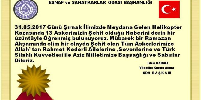 Başkan Karael, Şehit Askerler İçin Taziye Mesajı Yayınladı