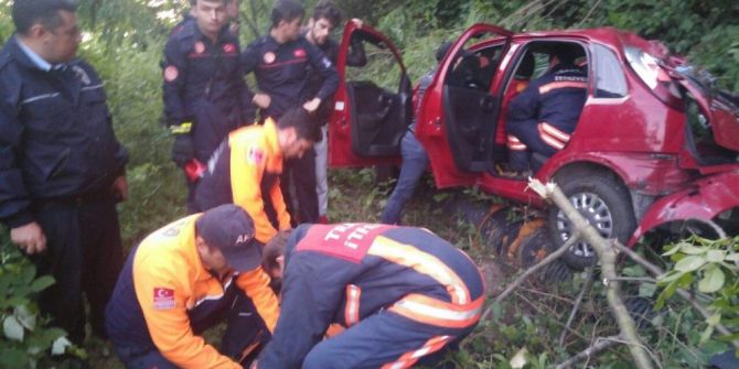 Trabzon’da Otomobil Uçuruma Yuvarlandı: 2 Yaralı