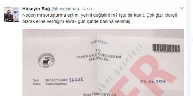 Paü Rektör Bağ, Sosyal Medyadan Tepki Gösterdi
