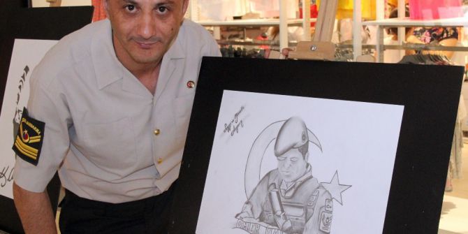 Uzman Jandarma Çavuştan Karakalem Resim Sergisi