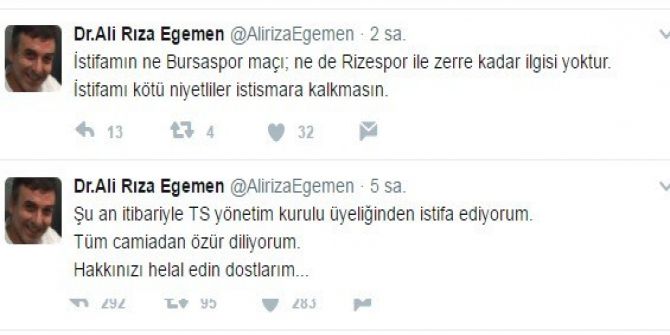 Trabzonspor’da İstifa