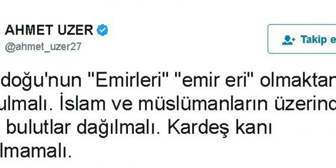 Ak Parti’li Uzer: "Ortadoğu’nun Emirleri, ’Emir Eri’ Olmaktan Kurtulmalı”