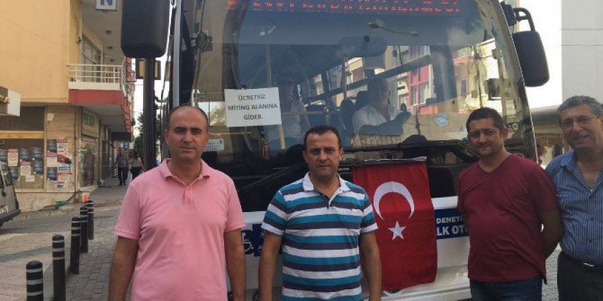 Efeler Şehiriçi Özel Halk Otobüsleri Demokrasi Ve Şehitler Mitingi İçin Seferber Oldu
