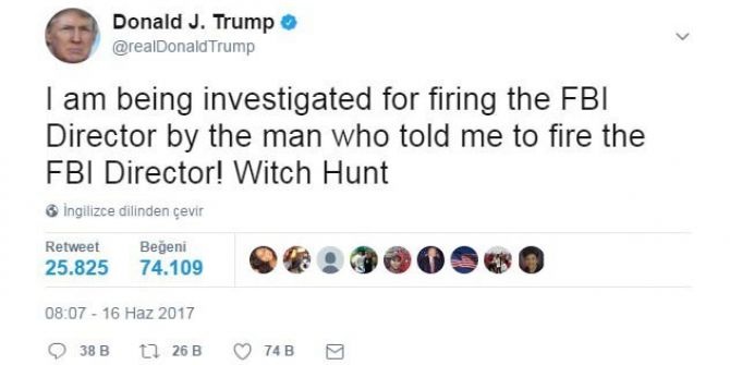 Trump: "Fbı Direktörünü Kov Diyen Adam Tarafından Soruşturuluyorum"