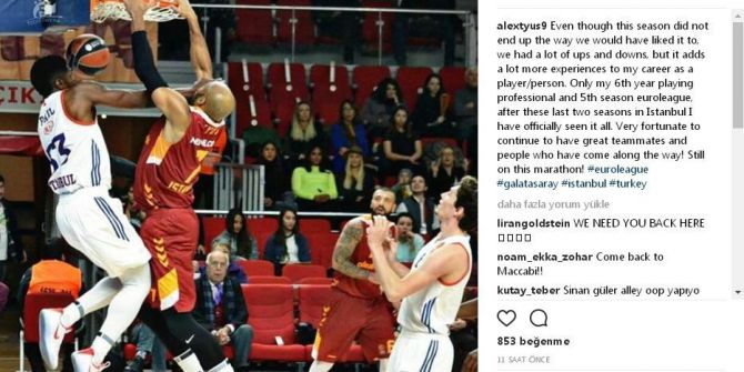 Alex Tyus, Galatasaray’a Veda Etti