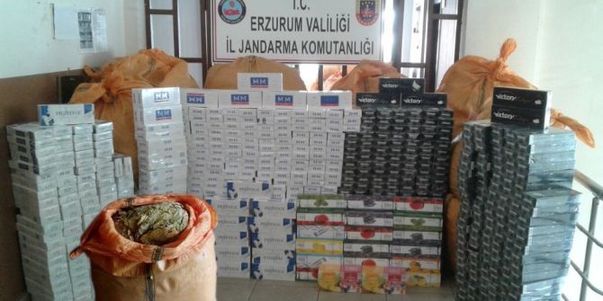 Erzurum’da 10 Bin Paket Kaçak Sigara İle Bin 500 Kg Nargile Tütünü Ele Geçirildi