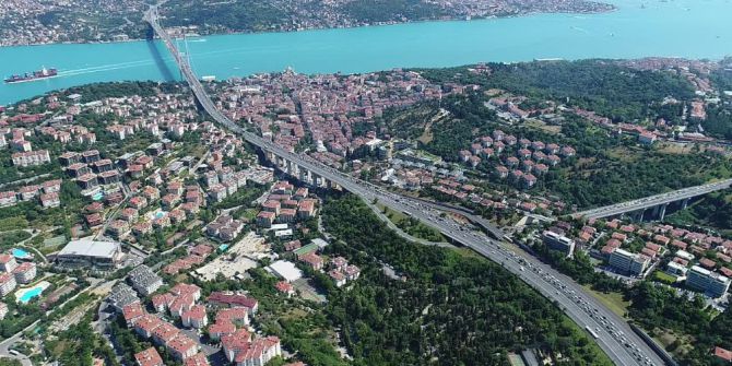 15 Temmuz Şehitler Köprüsü’nde Trafik Yoğunluğu Havadan Görüntülendi