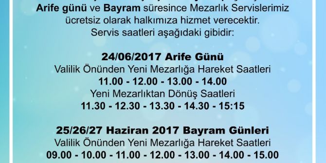 Bayramda Mezarlıklara Toplu Taşıma Ücretsiz