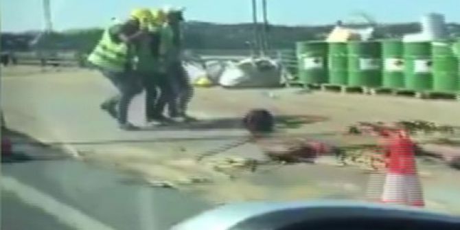 15 Temmuz Şehitler Köprüsü’nde Çalışan İşçiler Halay Çekerek Eğlendi