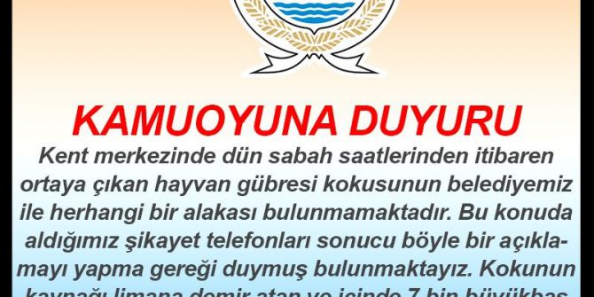 Büyükşehirden “Kötü Koku” Açıklaması