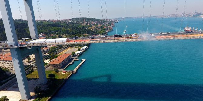 15 Temmuz Şehitler Köprüsü’nde Mastik Asfalt Dökülmesi Havadan Görüntülendi