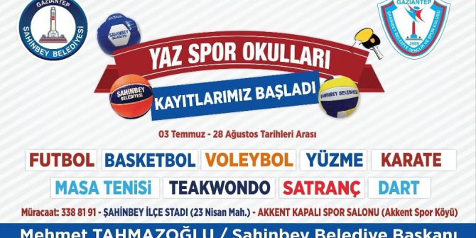Şahinbey’de Yaz Spor Okulu Kayıtları Başlıyor