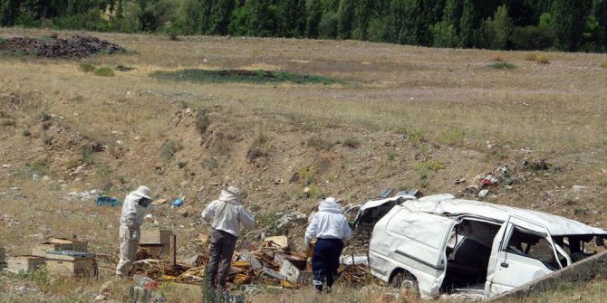 Kaza Yapan Araçtaki Arılar Korku Saçtı