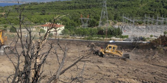 Orman Ve Su İşleri Bakanlığı İzmir’deki Yangın Sahasında Temizlik Çalışmalarına Şimdiden Başladı