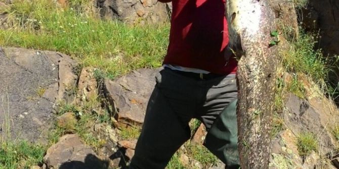 Kars Çayı’da Boyu Kadar Balık Tuttu