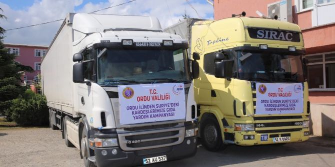 Ordu’dan, Suriye’ye 2 Tır Gıda Yardımı