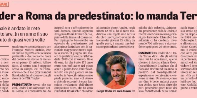 Cengiz Ünder, İtalyan Basınında