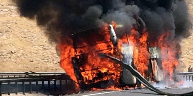 Şanlıurfa’da Yolcu Otobüsünde Yangın