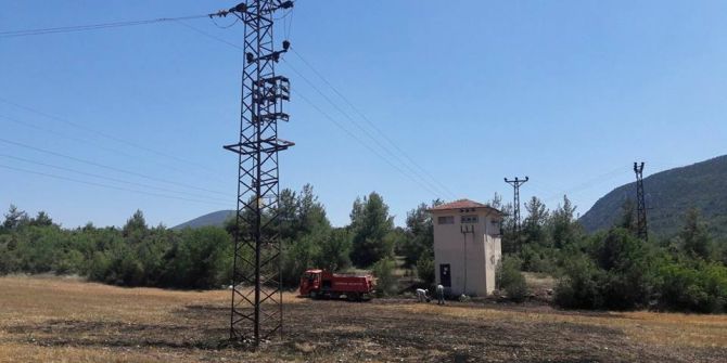 Elektrik Direğinden Çıkan Kıvılcım Anızları Tutuşturdu