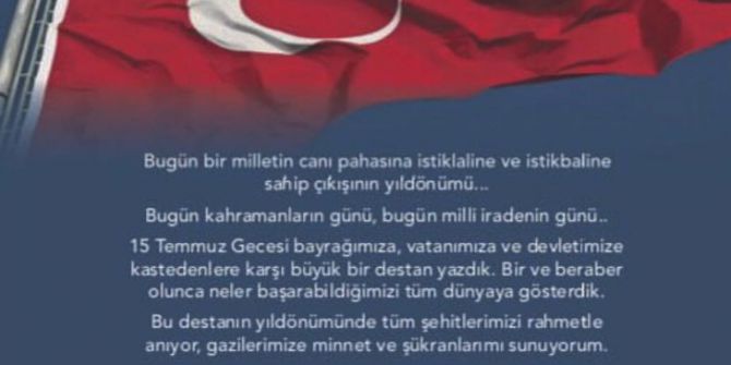 Ünlüler ’15 Temmuz’u Unutmadı