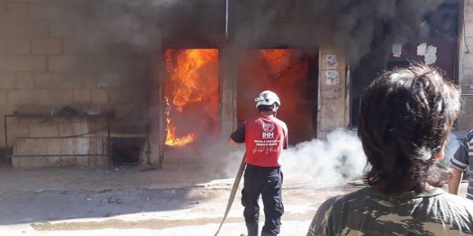 İdlib’te Fırında Çıkan Yangını İhh Ekipleri Söndürdü