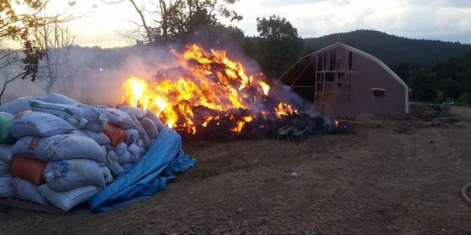 Koyun Çiftliğinde Yulaf Balyaları Yandı