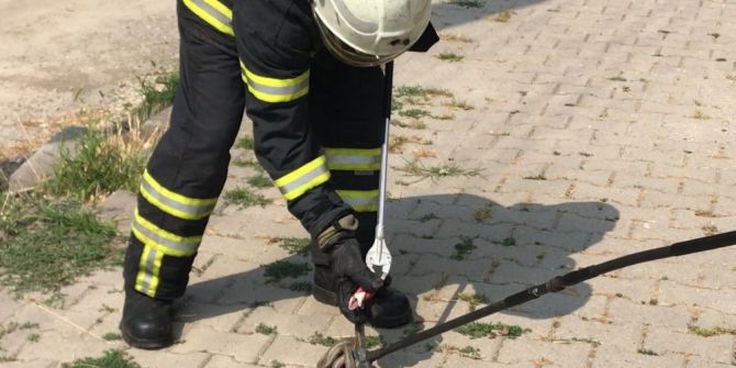 Parktaki 1.5 Metrelik Yılanı İtfaiye Ekipleri Yakaladı