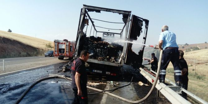 Süt Ürünleri Taşıyan Tır Yandı