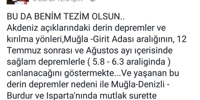 Bodrum Depremini 15 Gün Önceden Tahmin Etti Yeni Deprem İçin Uyardı
