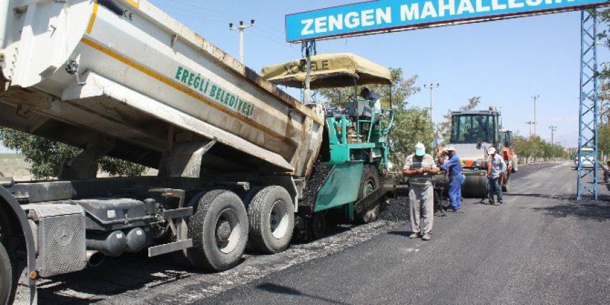 Ereğli’de Sıcak Asfalt Çalışmaları Sürüyor