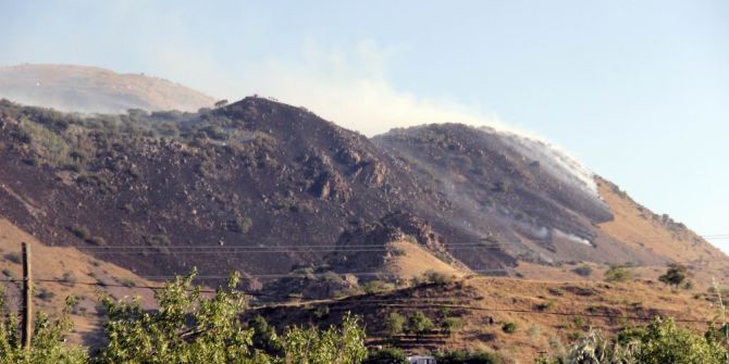 Anız Yangınına Helikopterli Müdahale