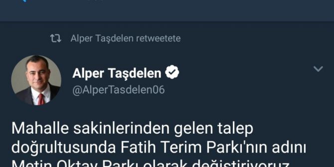 Fatih Terim Parkı’nın Adı Değiştirildi
