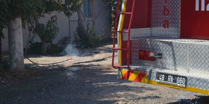 Odunlukta Çıkan Yangın Elektrik Hattını Kopardı