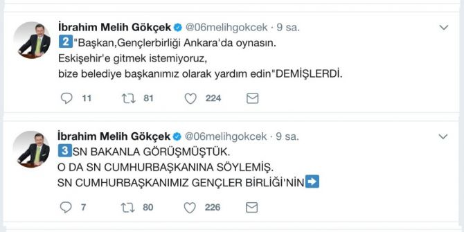 Başkan Gökçek’ten Gençlerbirliği’ne Müjde