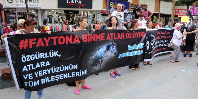 Antalya’da faytona koşulan atın ölümüne tepki eylemi