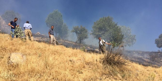 Beytüşşebap’ta çıkan yangını köylüler kendi imkanlarıyla söndürdü