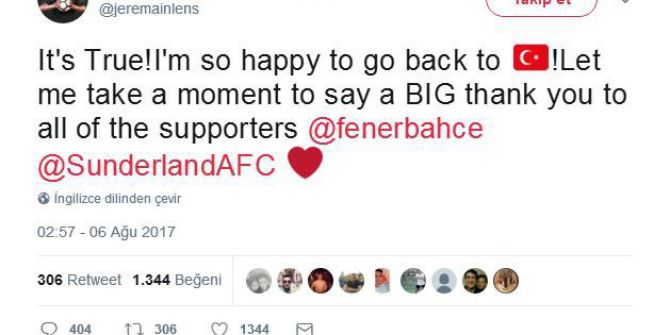 Lens’ten Fenerbahçe taraftarına teşekkür