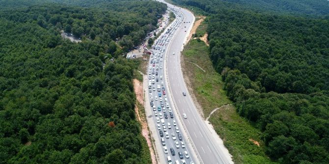 Şile’de kilometrelerce araç trafiği havadan görüntülendi