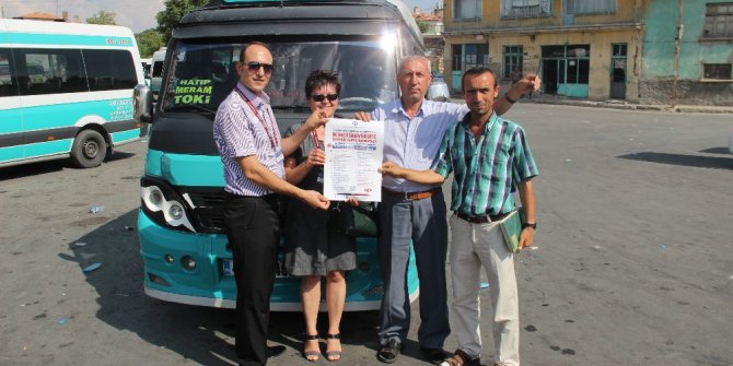 AÜ, Konya’da dolmuşlara sınavsız ikinci üniversite tanıtım afişleri astı