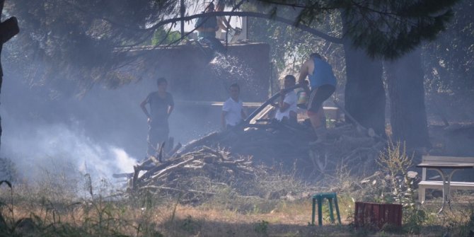 Burhaniye’de ot yangını korkuttu